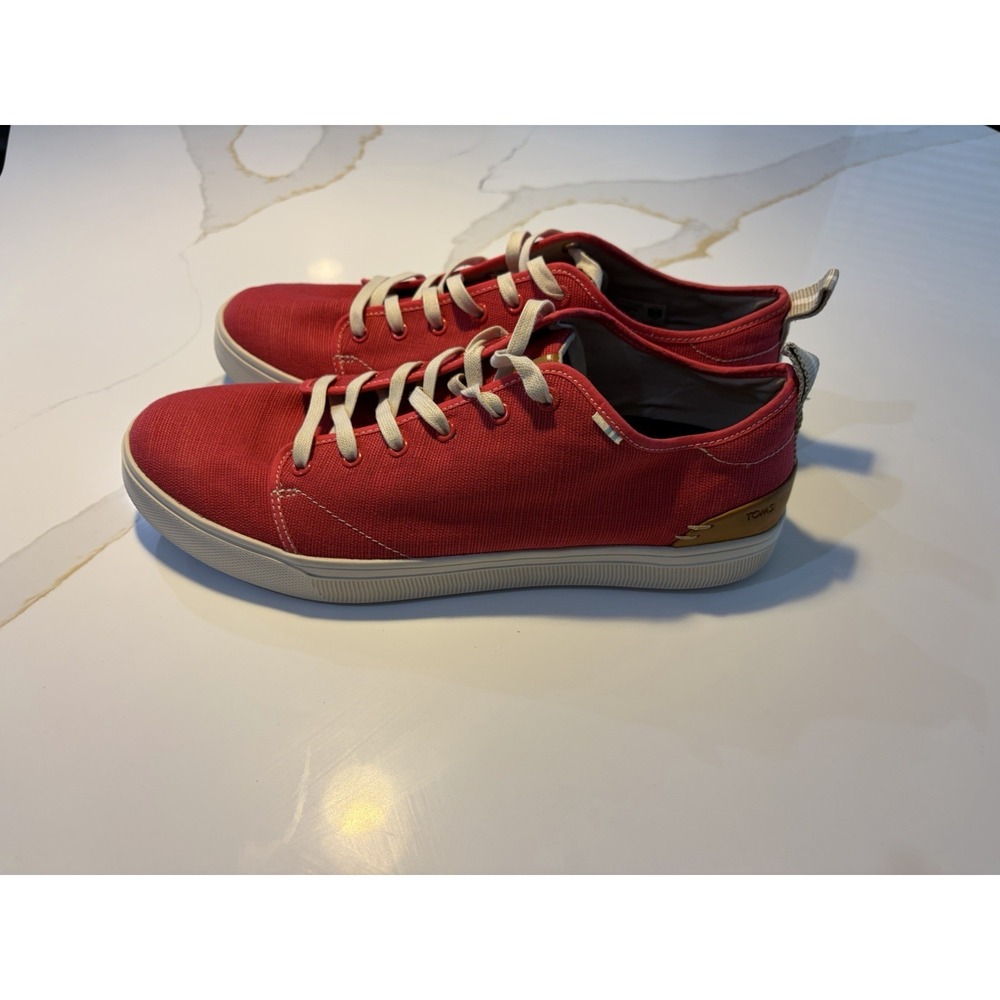 TOMS TRVL Lite Red Canvas Sneakers Men's Size 13 Lightweight Casual Lace Up Shoe